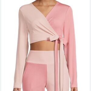 Avía NWT color block two tone Pink yoga wrap top ribbed Size XXL